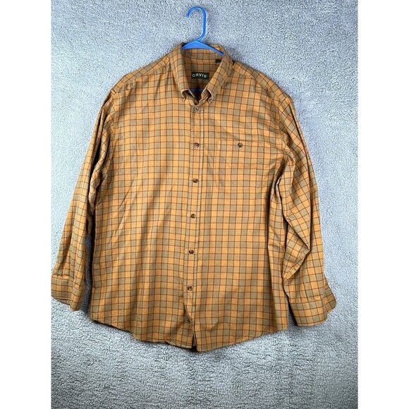 Orvis Plaid Wool + Cotton button down sz xl euc - Picture 1 of 7